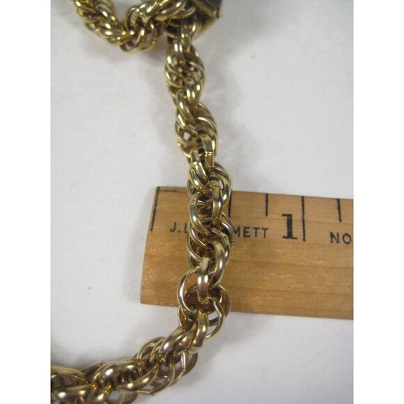 Vintage Goldtone Rope Slide Chain Necklace Faux Pearl Charms Pendant 24 Inch - Picture 4 of 11